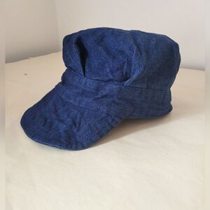 Denim Conductor Hat Dark Wash Handmade Cotton Y2K Grunge 90s Newsboys